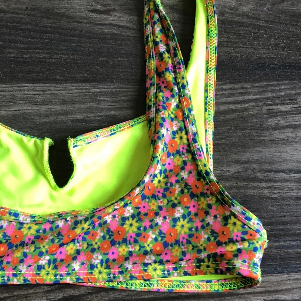 Frankie’s Bikinis Cole Cutout Bikini Top Multicolor Floral